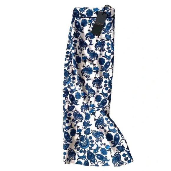 Ted Baker Madisyn blue paisley pencil skirt size 0 nwt - Picture 6 of 10